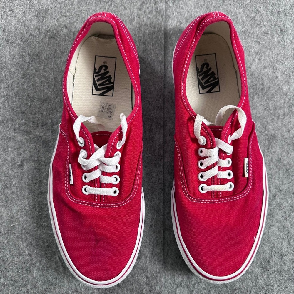 Vans Authentic Red Canvas Low Top Skate Shoes Mens 10.5 Womens 12 721356